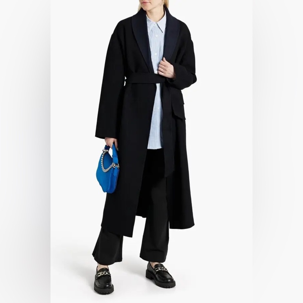 NWT $895 Rag & Bone Anika Brushed Woolblend Twill Coat In Midnight Blue